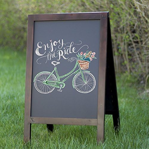 Heavy-Duty Pavement Display | Dark Brown Oak Pavement Chalkboard Sidewalk Blackboard A-Frame Menu Chalkboard Size 50cm Х 85cm- Hand Painted Pavement Sign Blackboard for Use with Traditional Chalks