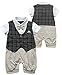Infant Toddler Boy Baby Bowknot Gentleman Romper Jumpsuit Outfit Plaid Clothes