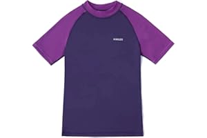 H.MILES HMILES Short-Sleeve Rash Vest Kids - UPF Boys Girls Rash Guards Swim Top Quickdrying Childs Surf Shirt Wet Top Beach Water Sports Swimwear