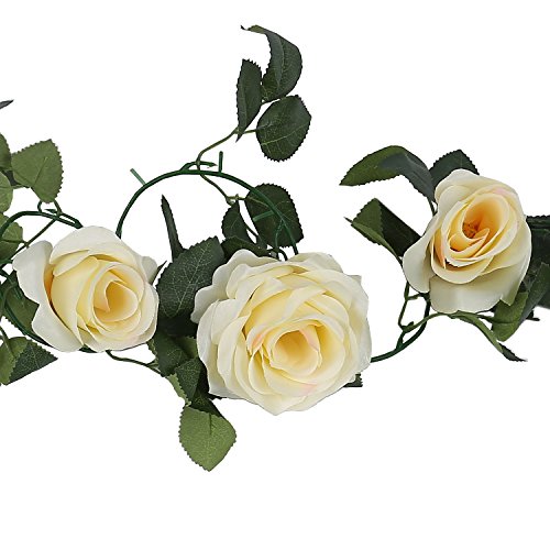 Houda Vintage Künstliche Fake Seide Blumen Girlande Aufhängen pflanzenblättern Home Garten Wand Hochzeit Decor 1 PCS champagnerfarben - 3