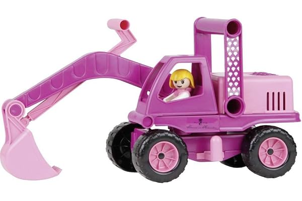 LENA - 04102 Princesse de Hohenzollern Pelleteuse, véhicule de Chantier d'env. 35 cm, avec Bras de Pelle Mobile et Figurine, Pelle à Sable pour Filles à partir de 2 Ans, Jouet en Rose