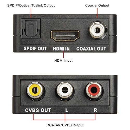 tendak Konverter 1080p HDMI auf AV RCA CVBS Composite mit Audio Toslink SPDIF, Konverter Adapter Unterstützung PAL/NTSC mit USB Kabel für PC Laptop Xbox PS4 PS3 TV STB VHS Kamera DVD - 3