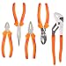 Produktbild FIXKIT FKS005 Zangensatz, 5-tlg Zangen-set mit Seitenschneider, Telefonzange, Kombizange, Gleitgelenkzange, Wasserpumpenzange, Orange - rote Farbe