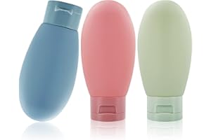 SZXMDKH 3 Stück Reiseflaschen Set, 60ML Auslaufsichere Reisebehälter, kleine Mini Leere Kunststoff Nachfüllbar Squeeze Flaschen für Reise Toilettenartikel, Shampoo und Conditioner mit Aufbewahrungsbeutel