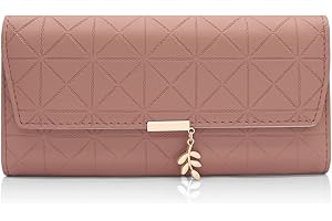 GOUNNU Damski portfel z długim PU skóra, duży pojemnościowy portfel damski z zamkiem błyskawicznym, długi portfel na liście dla kobiet z 9 miejscami na karty, B-różowy ciemny, 8.5 inch, Nowoczesny