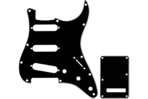 Musiclily SSS Pickguard i Płyta Maskownica Tylna Back Plate Set do Gitary Fender USA/Mexican Standard Stratocaster typ Nowoczesnym, 3-warstwowy Czarny