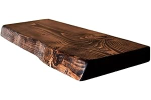 Chill House Waney/Live Edge Estantería Flotante rústica 22 cm x 4.4 cm, Nuez, 140cm