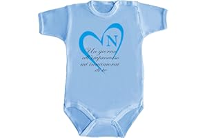 KITRY Body Bimbo Bimba Neonato Bebè Un Giorno All'Improvviso Mi Innamorai di Te Cuore Napoli Sport Calcio Pigiama Squadra Tifoso Napoletano Passione Partita