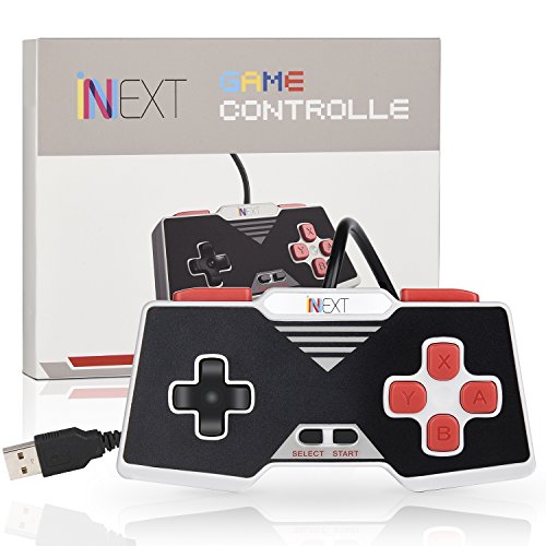 iNNEXT 2x SNES USB Controller SNES Mando Gamepad Joystickde juegos para PC Windows Mac Raspberry Pi NES SNES Emulator Negro