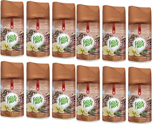 12 x Fresh & More (Cacao & Vanille) Convient pour Airwick Fresh Matic 250 ml