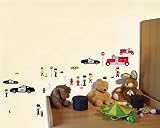 34-teiliges Feuerwehr Polizei Wandtattoo Set Kinderzimmer Babyzimmer in 3 Größen (4x16x26cm mehrfarbig) - 3