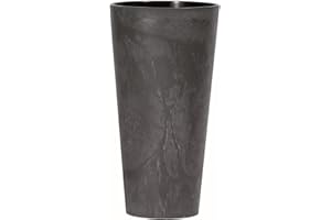 Prosperplast Tubus Slim Effect de plástico CON depósito en color Antracita, 28,6 (alto) x 15 (ancho) x 15 (profundo) cms