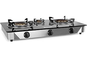 Orbegozo FO 3520 Hornillo A Gas, 2 Quemadores De Triple Corona, Gas Butano O Propano, Encendido Piezoeléctrico, Superficie De Cristal Templado, Cuerpo Inox