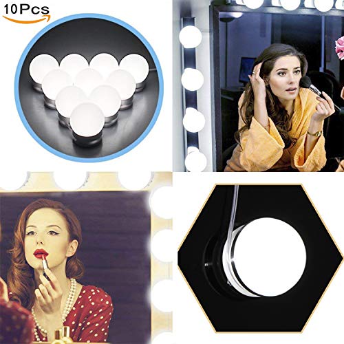Preisvergleich Produktbild 10 Stück Spiegellampe, Lypumso LED Spiegelleuchte Hollywood-Stil LED Lichter Schminklicht, Spiegellicht Set für Kosmetikspiegel / Schminkspiegel / Frisierkommode / Frisiertisch / Kosmetiktisch