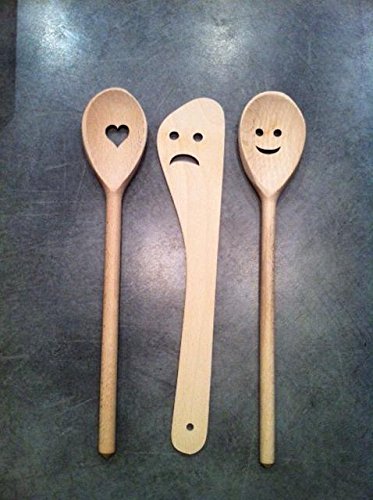 Set 3 Löffel und Spatel aus Holz/Holz-Eichen Europäer