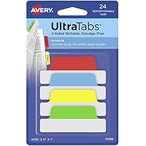 Stick'n Filing Sticky Index Tabs - 37x50mm Op 15cm Flexibele Liniaal Met Beschrijfbare Witte Strip 30 Tabs Totaal