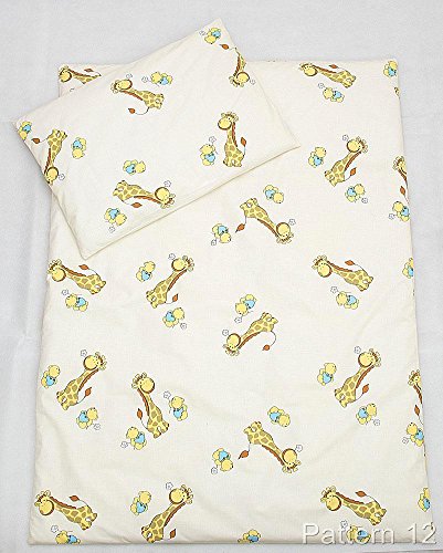 BABY 100% COTTON COT / COT BED SET (DUVET COVER 120x90cm & PILLOWCASE 40x60cm) ANIMAL PRINT - GIRAFFE CREAM