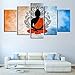 Produktbild lsweia Leinwandbilder Bilder Wandkunst Rahmen 5 Stücke Malibu Pier Strand Bei Sonnenuntergang Poster Brücke Bunte Landschaft Malerei Modular Decor rahmen-40x60 40x80 40x100 cm