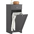 SoBuy BZR21-DG, Bathroom Laundry Basket Laundry Cabinet Bathroom Storage Cabinet with Drawer, 40x38x90cm, Dark Grey