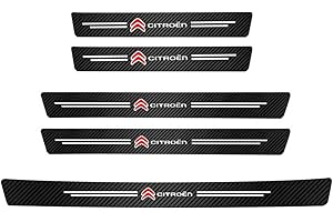 AITACK 5 Pezzi Battitacco in Fibra di Carbonio, per Citroen C1 C2 C3 C4 C5 C6 C8 Picasso Cactus Vts Aircross C3-XR C-Elysee Auto Accessori Protezione Esterna del battiscopa del davanzale della Porta