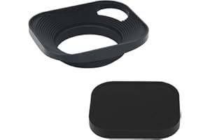 Haoge LH-B43P Pare-soleil carré en métal à visser avec capuchon en métal pour appareil photo Leica avec filetage de filtre E43 43 mm Noir