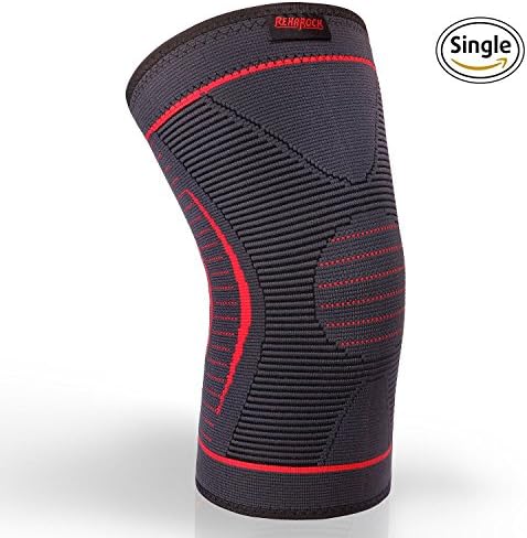 Reharock Compression Knee Sleeve Support for Running, Crossfit, Basketball, Joint Pain Relief, Knee Brace for Meniscus, ACL &amp; Tendonitis, Arthritis and Injury Recovery-Single Wrap