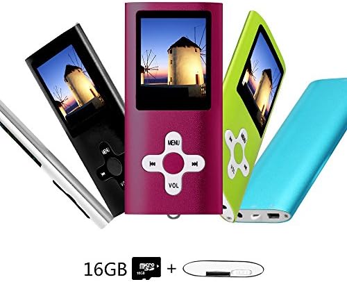 Btopllc 16GB MP3/MP4 Player,Digital Music Player,Portable Lossless Rechargeable Music Video Player,Sound Voice Record Music Player Picture view,Earphone and USB Cable - (red)