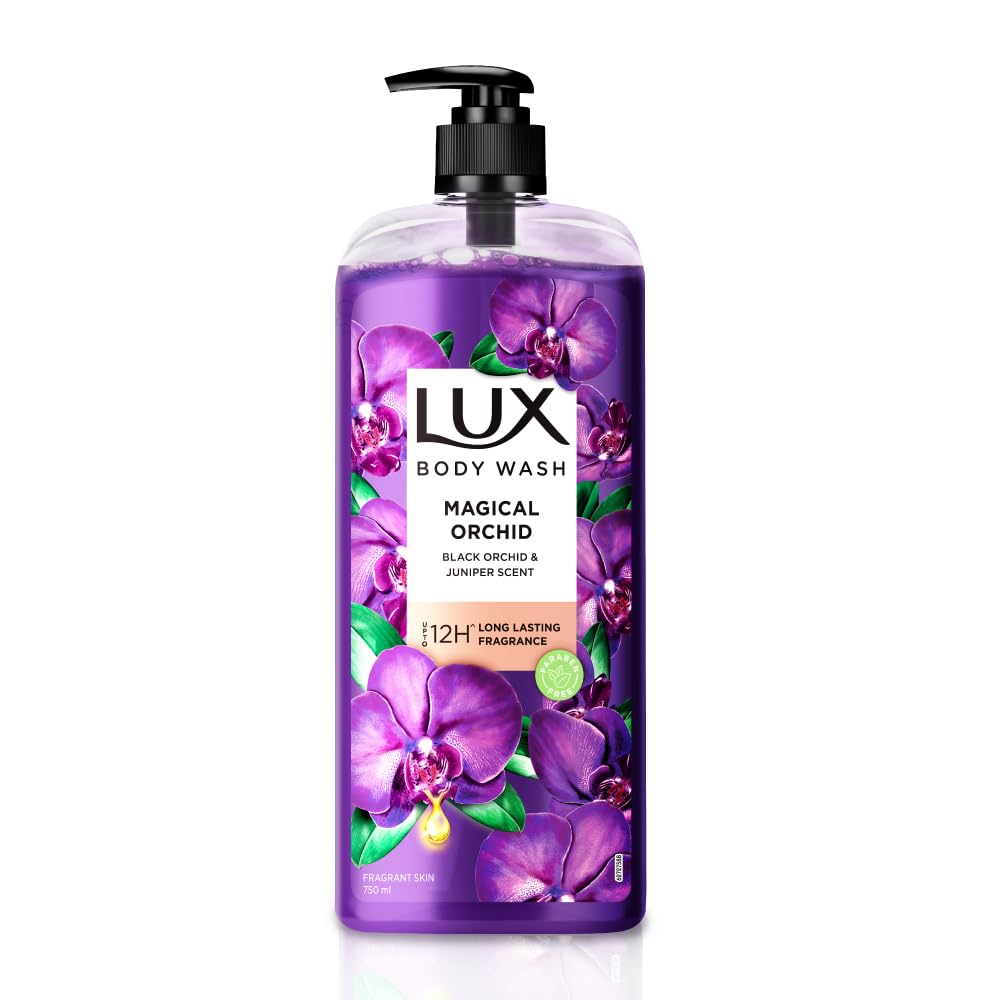 Lux Body Wash Fragrant Skin Black Orchid Scent & Juniper Oil SuperSaver XL Pump Bottle with Long Lasting Fragrance, Glycerine