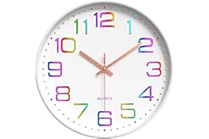 Taodyans Silent Wall Clock, 12 In Modern Clock for Kitchen Living Room Bedrooms Office Class Room (Colourful)