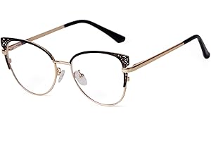 ADEWU Occhiali Blu Che Bloccano la Luce Occhiali da Gatta Donna Moda Cerniere a Molla Occhiali da Vista Retrò Montatura in Metallo