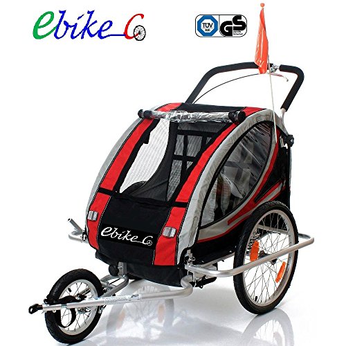 Remorque vélo en aluminium, ebikeco 7 Confort Suspension, et support Espagne Rouge