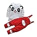 CHIC-CHIC Ensemble Salopette avec Haut Longues Manches Bébé Garçon Fille Panda Rayure Haut T-shirt Mignon 12-18mois Rouge