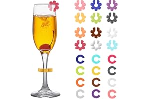 Zayookey 24 Marqueurs de Verre à Vin Silicone Marque Verre à Vin Réutilisables Étiquettes en Verre à Vin Identificateurs de Verre pour Coupe Verre Cocktail Champagne Fêtes