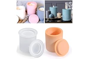 Glorlliant Moldes de Vela, Moldes de Concreto de Silicona para Candelabro con Tapas, Moldes de Cemento para Velas