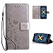 Produktbild Schutzhülle Honor 6x Hülle Grau , Leathlux Vintage Blume Muster Premium PU Leder Schutzhülle Bookstyle Tasche Schale TPU Case mit Trageschlaufe Standfunktion für Huawei Honor 6x (2016) 5.5"