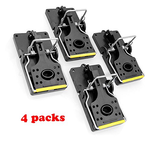Preisvergleich Produktbild Ploopy 4 mal Mäusefallen, Profi-Mausefalle Schlagfalle, Schnappfalle mit Doppelbügel, Langlebig ohne Gift, wieder verwendbare robuste Mausefalle Schlagfalle (14 x7.5 cm, Maus 4x, Schwarz )