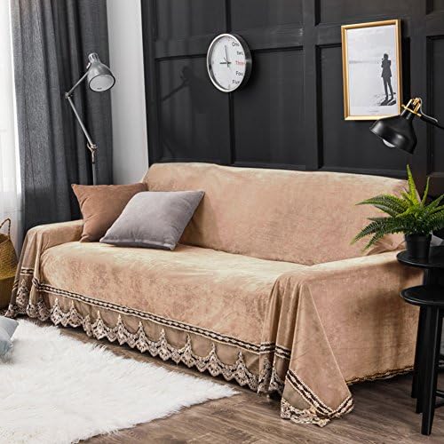 AMYSTOREDREAM Lace thickening plush sofa slipcovers with 1 2 3 4 seater,European style sofa cushion full cover sofa bed cover towel anti-skid dust cover-grey-B sofa