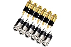 RUNCCI-YUN Connettore per jack stereo con montaggio a pannello da 3,5 mm,Adatto per l'installazione di audio, auricolari, chassis（12Pcs）