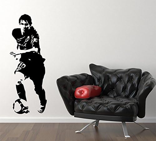 Lionel Messi Running with ball -xl- Barcelona Football Player Wall Decal Sticker -- Made by ''STICKINGTOIT'' -- Great For Children's Bedroom / Nursery / Living Room - Picture Art ------ COLOURS AVAILABLE (If You require another colour please check the colour chart image and MESSAGE us straight away with your choice) (55 wide x 138 high, Black)