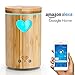 Produktbild Fukkie Smart Aroma Diffuser, 160ml Bambus Ultraschall Luftbefeuchter, Elektrisch Duftlampe mit 7 Farben Licht und Fernbedienung, Funktion mit Alexa / Echo, Ideal für Yoga, Salon, Spa oder Meditation, Herzform