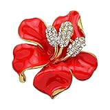 Gewicht:26g Yazilind Crafted Strass Kristall Rote Lilien-Blumen-Hochzeits-Brosche Frauen Schmuck Zubehör
