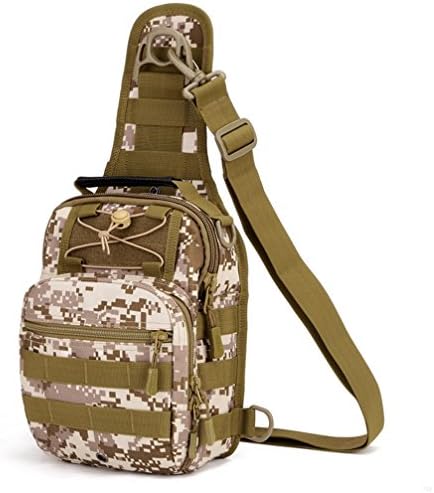 SLBGADIEME Sling Chest Pocket Military Tactical Leisure Lnclined Shoulder Camouflage Bag For Ipad Backpack Sports Hiking Camping Outdoor Riding(Desert digital L)