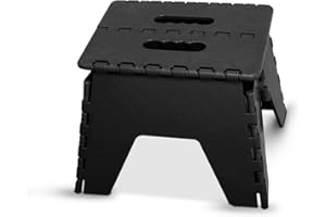 ADMOS Small Folding Step Stool Small Kitchen Step Tool for Kids Adults Lightweight Space Saving Easy Folding Stool Portable Foot Stool (Black)