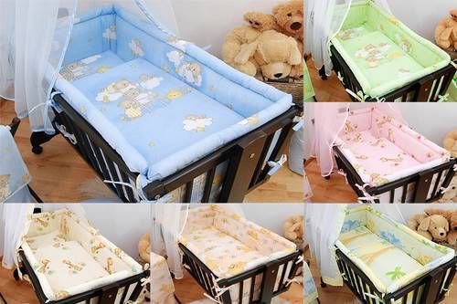 6 Piece Baby Crib Bedding Set (90 x 40) + Terry Fitted Sheet Fits Rocking / Swinging Cradle - (12)