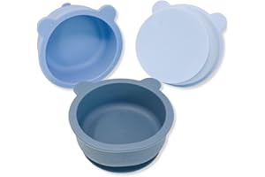 Bubba Bear Silikon Baby Schüsseln mit Saugnapf, Kinderteller mit Saugnapf-Fuß, rutschfester Esslernteller für Babys und Kleinkinder ab 6 Monaten, Silikon Baby-Teller Set für Kleinkinder Kinder