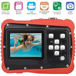 Camara Fotos Niños, Pixel 12M Cámara a Prueba de Agua con Pantalla LCD TFT Video de 2 Pulgadas Videocámara Digital Zoom 8X