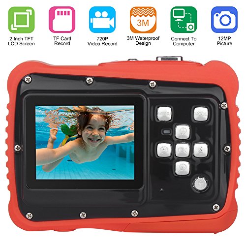 Camara Fotos Niños, Pixel 12M Cámara a Prueba de Agua con Pantalla LCD TFT Video de 2 Pulgadas Videocámara Digital Zoom 8X