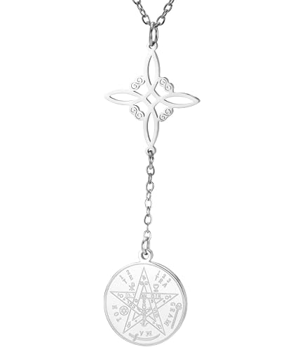 Collana Vintage Con Pentagramma E Stella – Pendant Wiccan Gotico In Acciaio, Unisex, Blu