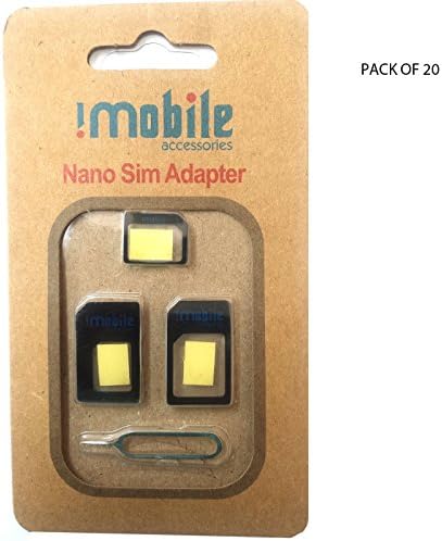 Genuine Imobile 4 in 1 Nano to Micro &amp; Standard Sim Card Adapter With Sim Tray Ejector For Iphone,Samsung Smartphoes (20 Pack, Black)