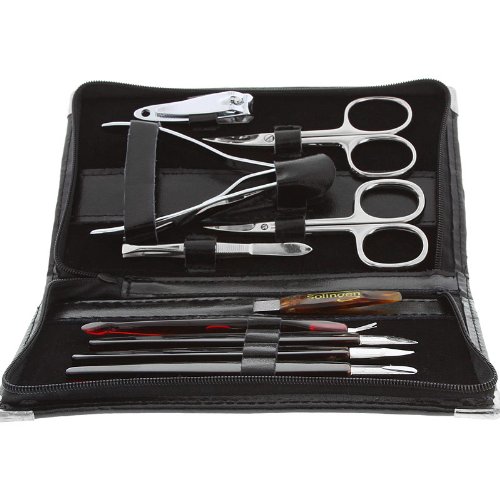 Maniküre-Set, 10 tlg., Kosmetex Etui mit Rindsleder gefüttert mit feinsten Solinger Maniküre Instrumenten. - 3